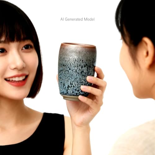 Taza de porcelana cilíndrica sin asa, 12 oz, flores glaze miniatura 5