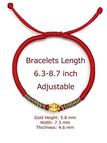 24K Gold Bracelet Zodiac Charm Bracelets Constellation Jewelry Horoscope Sign Red Braided Bracelet Healing Dainty Solid Gold Gifts for Women Men2