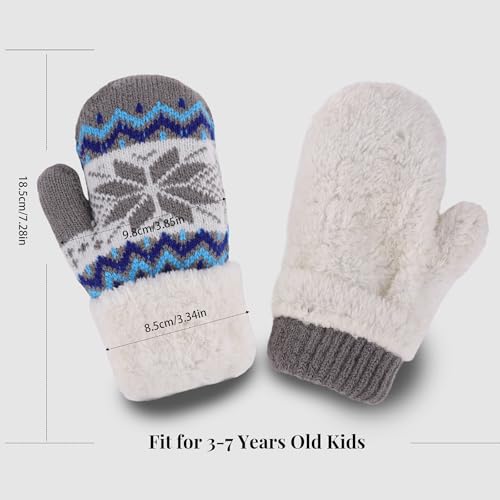 Kids Winter Gloves Boys Girls Knit Fleece Lined Warm Mittens Cute Outdoor Snow Gloves (for 3-7 Years)3