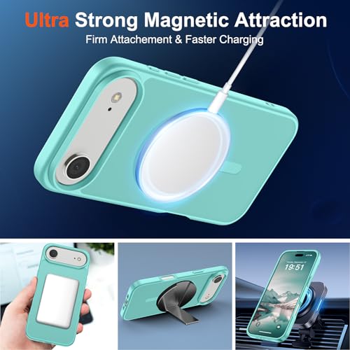 Image of SUPFINE Magnetic for iPhone Air Case (Compatible with MagSafe)(Military Grade Drop Protection) Slim Translucent Matte Shockproof with Anti-Fingerprint Phone Cover for 17 Air,Blue Green