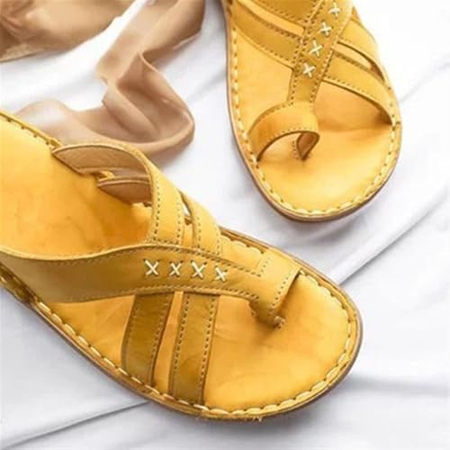 Bunion Sandals Women Wide Fit, Women Non Slip Cross Straps Toe Ring Slip-On Bunion Sandals, Casual Dressy Summer Beach Vacation Sandal, for Big Toe Bone Correction Toe Arch Support3