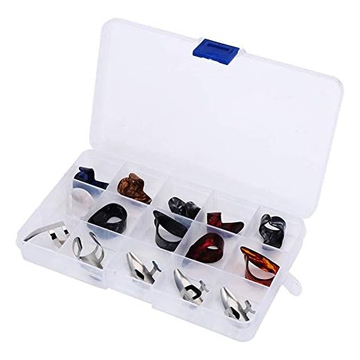 15 púas de dedo de guitarra DIY pulgar & púas de dedo anillo protector con caja de almacenamiento accesorio de guitarra