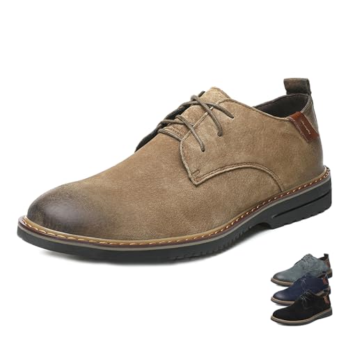 Men's Classic Lace Up Oxfords,Casual Leather Comfort Dress Shoes British Business Wing Tip Non-Slip Formal Shoes