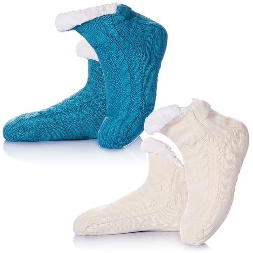 Image of WEVIAS Women Winter Socks Knit Anti-Slip Sweat Warm Cute Cartoon Animals Fuzzy Home Slipper Socks