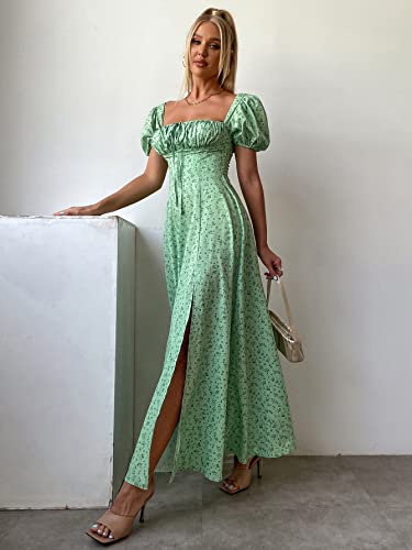 Image of KUTUMAI Women Summer Puff Sleeve Off Shoulder Floral Flowy Long Maxi Dress