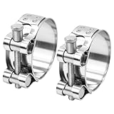 2 Pack Stainless Steel Joint Bolt Clamp 48-51 mm Hose Clips for Exhaust Systems, Heavy Duty Metal Clamps Adjustable Hose Clamp for Industrial Pipes Connection