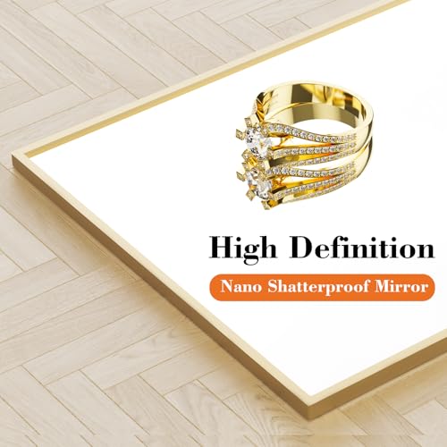 DUMOS Full Length Mirror with Stand 64"x21" Floor Standing Aluminum Frame for Bedroom Body Hanging Leaning Modern Simple Home Decor Shatter-proorf Nano Glass Wall Living Room Cloakroom Gold