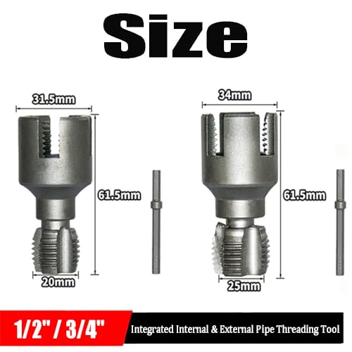 Integrated Internal & External Pipe Threading Tool, Pipe Thread Cutting Tool, 1/2'' and 3/4'' Electric Drill Compatible 2 in 1 PVC Pipe Threader Kit, Water Pipe Threader kit by MVLIAST - Image 9