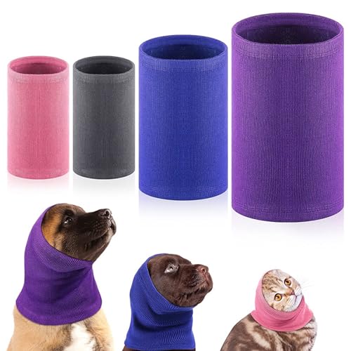 Image of Cat Head Cover Ear Wrap Pinpoint Mesh Neck Cowl Cat Grooming Headband Snood for cat Purple+Blue S