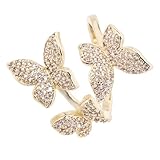 ibasenice Anillo Abierto Dedo Índice Tres Mariposas Circonita Cúbica Joyas de Anillo Metal para Mujer Versátil Ocasiones Formales Casuales