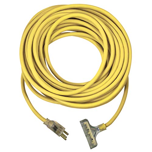 U.S. Wire 100 Ft. 12/3 SJTW-A Pow-R-Block Extension, Round, Yellow, 300V, Illuminated Plug