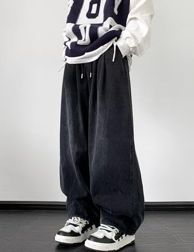 Y2k Mens Baggy Jeans Aesthetic Skater Jeans Vintage Plain Pants Vintage Wide Leg Streetwear Jeans3