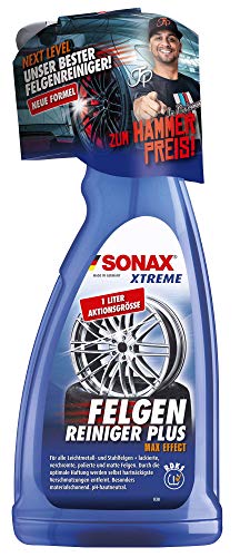 SONAX Xtreme velgenreiniger PLUS (1 liter) efficiënte en zuurvrije reiniging van alle lichtmetalen en stalen velgen en gelakte, verchroomde en gepolijste velgen, artikelnummer 02313000