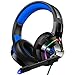 Produktbild ZIUMIER Z66 Blau Gaming Headset für PS4 PS5 PC Xbox One Laptop,Gamer Kopfhörer mit Noise Cancelling Mikrofon, Buntes RGB Licht, Bass 3.5mm Surround Sound 50MM Treiber