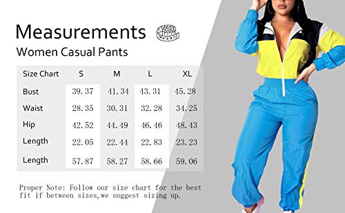 Voikerdr Women Colorblock One Piece Outfits Set High Waist Pants Long Sleeve Zipper Front Windbreaker Jumpsuit Blue Xl #TOP5