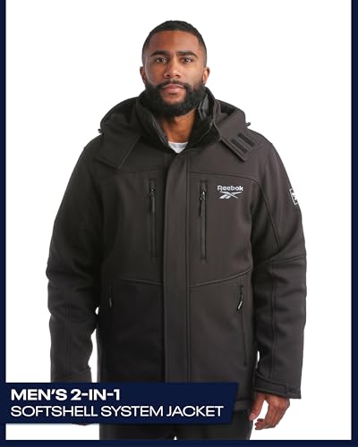 Reebok Mens Winter Coat - Softshell Jacket with Removable Puffer Coat - System Ski Jacket for Men (M-XXL)2