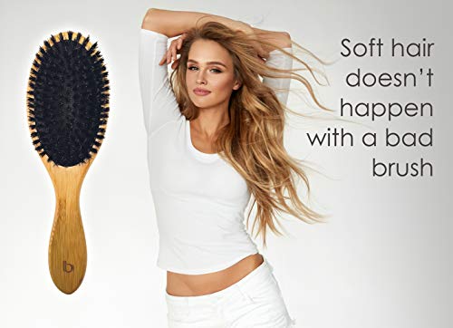 Large Oval Paddle Brush Styling Brush By Better Beauty Products, Professional Salon Brush, 100% Natural Bamboo With 100% Soft Boar Bristles, Wooden Oval Brush #TOP2