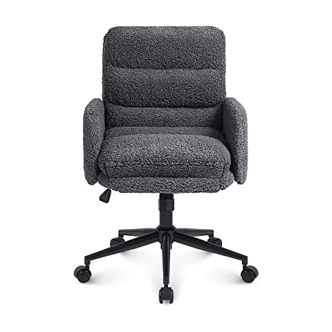 Youhauchair Office Chairs for Home, Faux Fur Desk Chair Computer Chairs with Adjustable Height, Comfortable Cashmere Swivel Chair Bedroom Chair, Ergonomic Office Chair Warm for Winter Cover