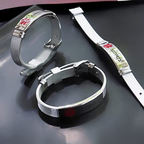 Renyilin Stainless Steel Medical Id Bracelet Grid Watch Strap Design Adjustable Medical Alert Id Emergency First Aid Jewelry (Heart Condition) #TOP2