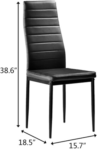 Miniatura 10 de Elegante juego de 4 sillas de comedor de poliuretano negro, sillas de comedor de piel sintética con respaldo curvado y protección de tapa para el