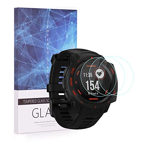 Huafly スクリーンプロテクター Garmin Instinct Esportsエディション スマートウォッチ用 フルカバー 2.5D 9H 硬度強化ガラス保護フィルム 傷防止 3枚パック