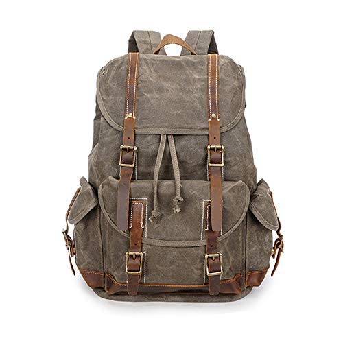 LJ Mochila de Lona para Hombres  Vintage Kaukko Impermeable y para Uso Escolar para Estudiantes
