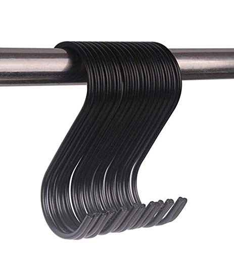 Repuhand 20 Stück S-Haken Edelstahl Haken Metall Haken für Küche, Bad, Schlafzimmer und Büro (Schwarz)