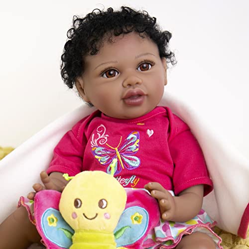 Aori Reborn Baby Dolls Black 22 Inch African American Lifelke Newborn Baby Girl Doll With Butterfly Gift Set #TOP5