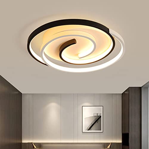 Plafonnier LED moderne noir géométrique et circulaire dimmable pour salon - 3
