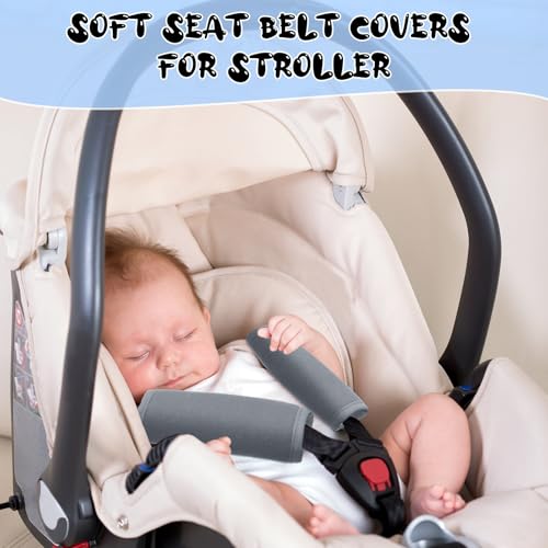 Image of Riakrum 6 Pieces Car Seat Strap Pads Covers for Baby Kids, Carseat Strap Covers Shoulder Pads, Soft Seat Belt Cover for Infant Stroller Safety Belt Cushion for Boy and Girl, 2.4 x 5.7 Inches(Gray)