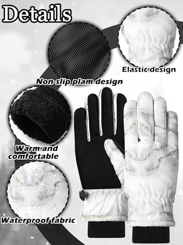 Image of SATINIOR 2 Pairs Kids Waterproof Winter Snow Gloves Ski Gloves for Boy Girl Outdoor Warm Thickening Snowboard