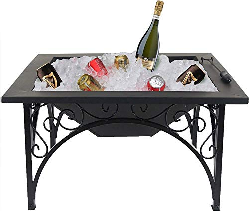 Homeology KOJIN Multi-Functional Elegant Black Square Outdoor Garden & Patio Luxury Heater Fire Pit Brazier - Image 5