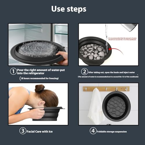 Image of LUMONY Ice Face Bowl Silicone Face Ice Bowl For Ice With Built-In Ice Tray Collapsible Face Tub For Ice Bath, Facial Ice Plunge Bowl Ice Water Facials at Home Women & Men