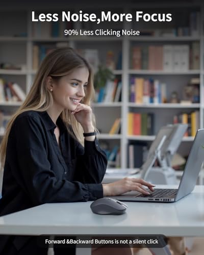 Image of WL300 Bluetooth Mouse Silent Wireless Mice, Quiet Click, Cordless Computer Mouse with 6 Buttons, Sculpted Grip, Adjustable DPI for Laptop, PC, Mac, 18-Month Battery Life for Work or Travel ( Grey)