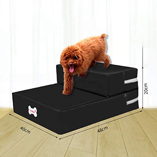 Dog Stairs by Cozy Pet - 2 Steps Folding Pet Stairs Ramp Ladder Removable Cover for Cats Dogs (A) - Thumbnail 2