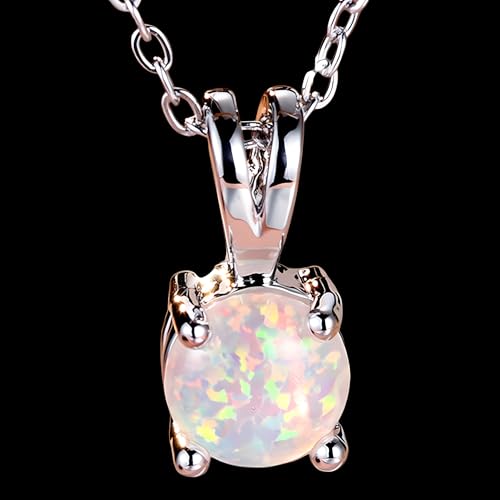 Collier opale ovale pour femme avec pendentif en pierre blanche et chaîne argent - 2