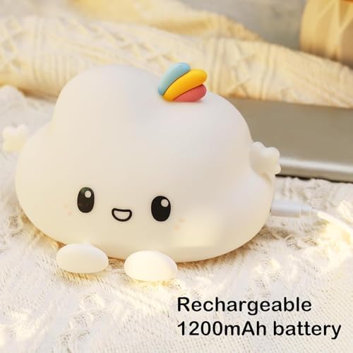 Image of GITGRNTH Rechargeable Silicone Cloud Night Light for Kids | Color-Changing LED Changing Lamp |Adorable Room Decor & Gift for Toddlers, Teens, & Valentine's Day Present (Cloud, Regular), Multicolor