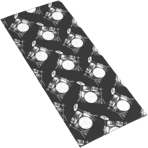 フェイスタオル 白黒 ドラムス マイクロファイバー タオル 柔らか 肌に優しい 肌触りが良い ふわふわ 髪に優しい 通気 かわいい 抗菌防臭加工 瞬間吸水 速乾 耐久性 薄手 毛羽落ち少ない 業務用タオル