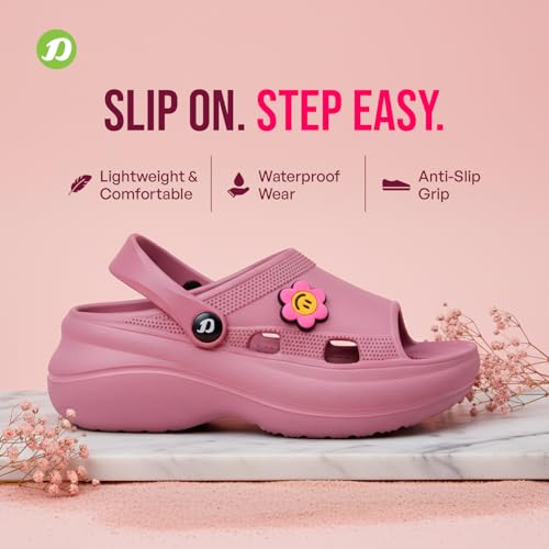 Image of DOCTOR EXTRA SOFT Women's Classic Smiley Charm Clogs /Sandals with Adjustable Back Strap for Adult| Comfortable & Lightweight | Stylish & Anti-Skid| Casual Waterproof Everyday Mules Girls Ladies D-539