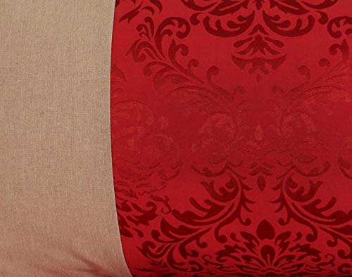 Image of Cotton Jacquard Chambray Double Bed Cover King Size /Bed Sheet with 2 Pillow Cover Set (Double, Red)