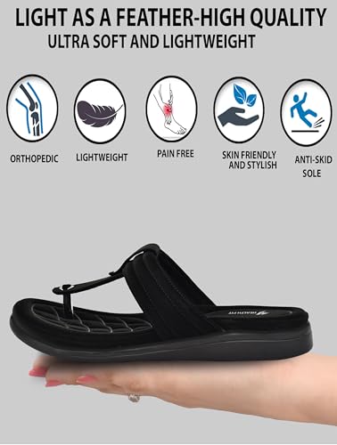 Image of HEALTH FIT EXTRA SOFT Women's Comfortable Memory Foam Doctor Slippers /Flip-Flops|Fashionable Casual & Stylish|Lightweight & Breathable|Outdoor Synthetic Casual Chappals Sandals Ladies & Girls HF28