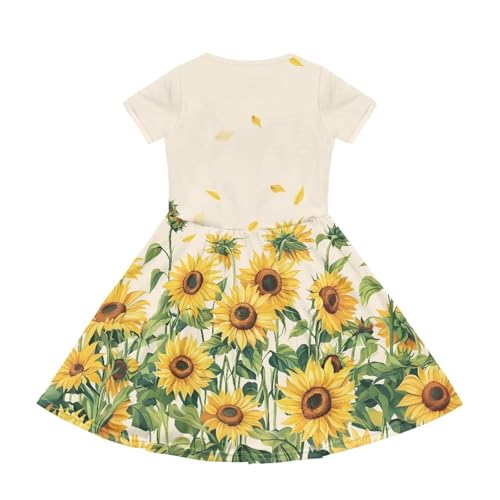 Image of Short Sleeve Dress for Girls with Pockets Cute Toddler Girl Clothes Summer 2-12