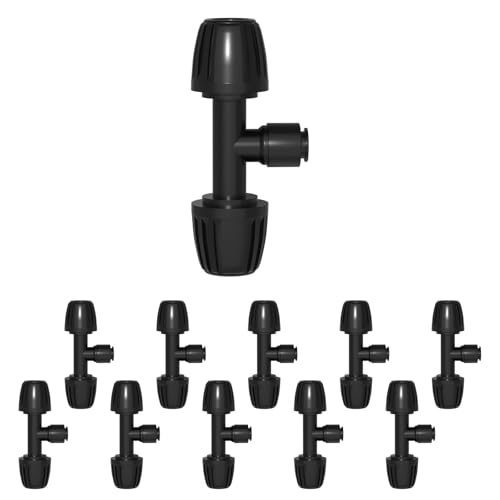MIXC 1/2' to 1/4' Drip Irrigation Tee Fittings, Heavy-Duty Lock Nut 3-Way Connector, Anti-Leak Drip...