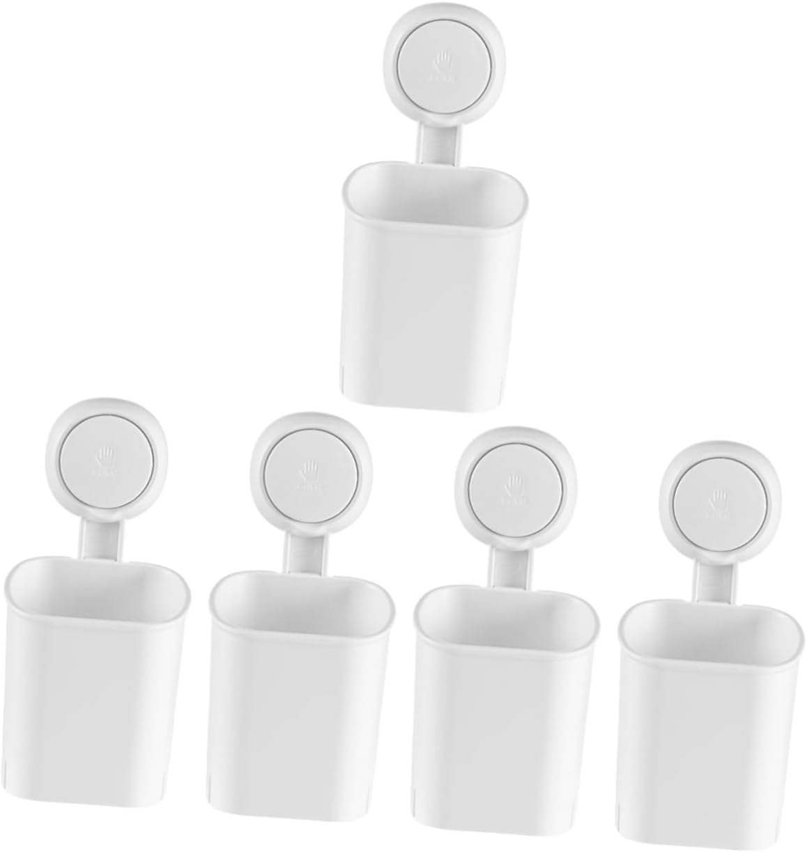 VOSAREA 5pcs Wall Mounted Toothbrush Holder Cup Multi-Purpose Bathroom Organizer for Toothbrushes Toothpaste and Makeup Tools Easy to Install Storage
