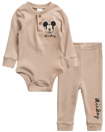 Image of Disney Baby Boys' Layette Set - 2 Piece Mickey Mouse, Winnie the Pooh Bodysuit and Sweatpants (0-9M)