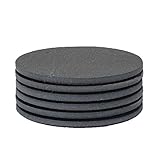 Sona Home 4.3 Inch Slate Coasters, Set of 6, Tasteful Round Black Stoneware with Absorbent Top &...