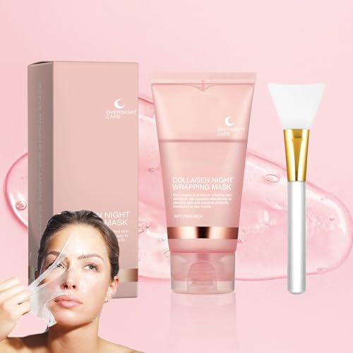 Mascarilla de colágeno, mascarilla facial de colágeno para envolver durante la noche, collagen night wrapping mask, mascarilla de noche de colágeno (1 Piezas)