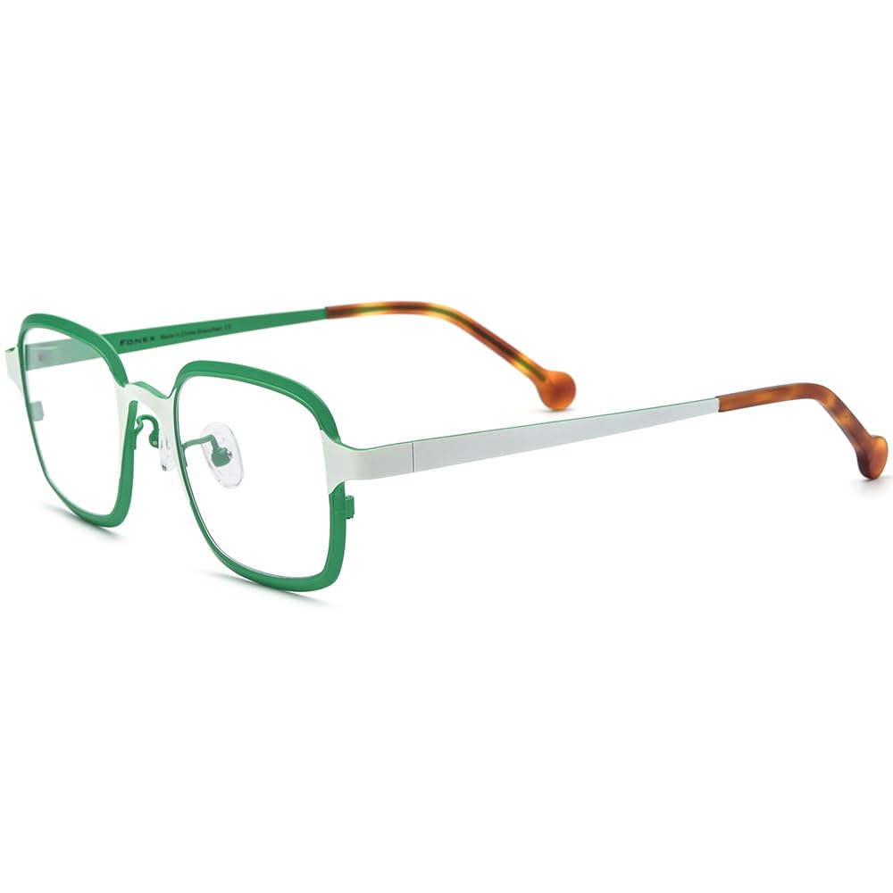 FONEX Colorful Pure Titanium Glasses Frame Women Retro Round Eyeglasses