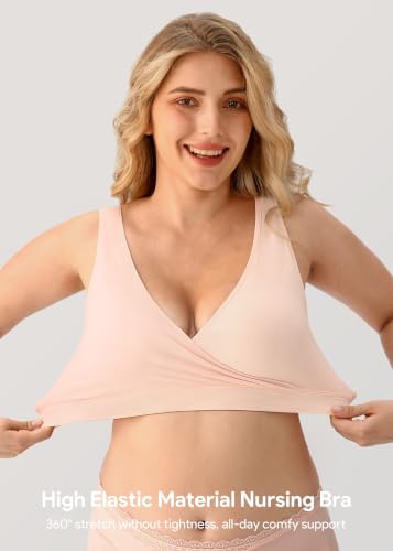 Image of HBselect Nursing Bras for Breastfeeding, Maternity Nursing Sleep Bra Wireless Pregnancy Sleep Bralette 3 /5 Pack