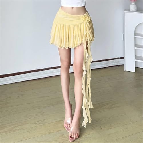 Women's Ruffle Tassel A-Line Skirt Holiday Party Tiered Mesh Asymmetrical Short Skirts3